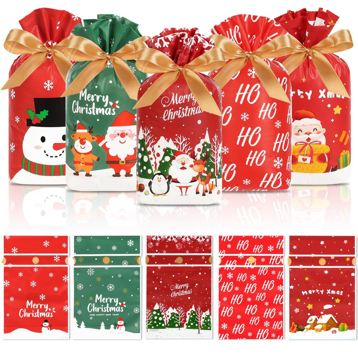 50pc Christmas Treat Bags with Drawstring