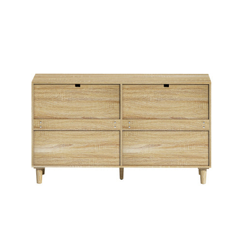 Rattan Dresser With Drawers, 6 Drawer Dresser For Bedroom, Clothes Storage Cabinet For Bedroom, Metal Handle&Wood Legs For Hallway, Living Room, Bedroom,Natural