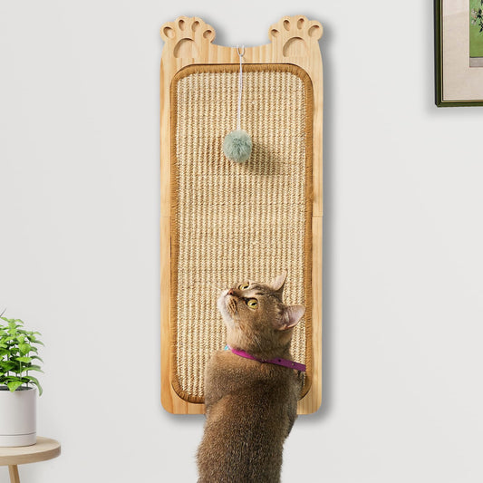Wall Mounted Cat Scratcher with Sisal & Ball Toy